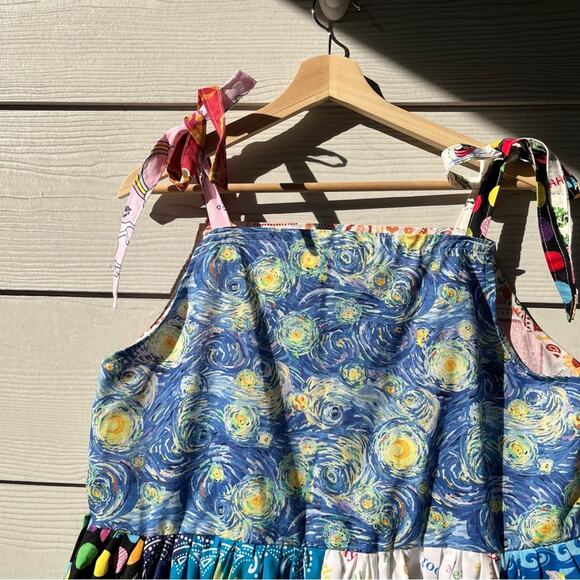 Arcade Dress | Vincent van Gogh Starry Night | Handmade Quilted Dress SKU 05115 - Picture 15 of 16